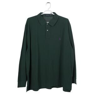NWOT Polo Ralph Lauren Polo Shirt 4XB Green Cotton Mesh Pony Long Sleeve Casual
